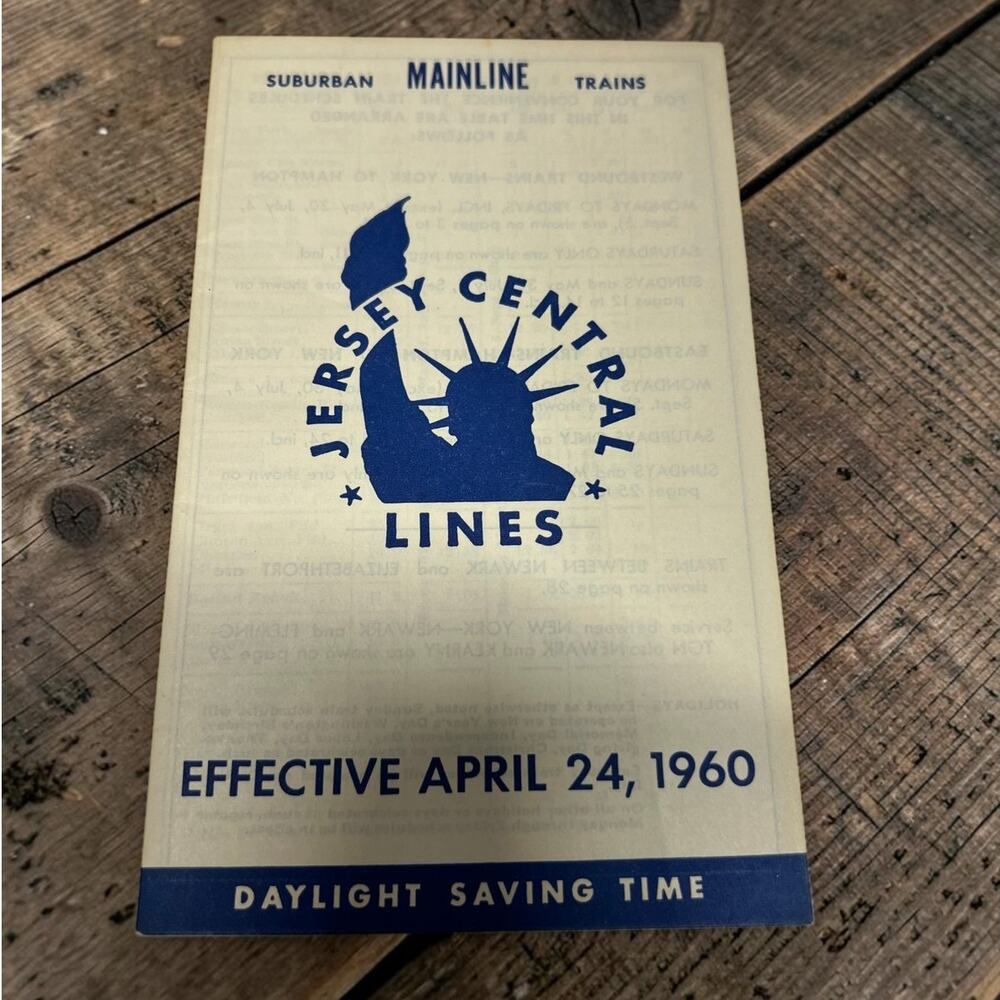 Vintage 1960 Jersey Central Lines Train Timetable Railroad Ephemera